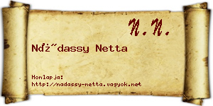 Nádassy Netta névjegykártya